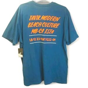 Tarvik + Modern Beach Culture Graphic Tee Men XXL Blue Surfer Coastal Diver Nwt
